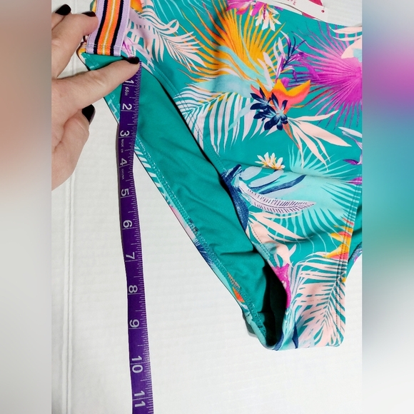 ⭐️5/$25 Xhilaration High Leg‎ High Waist Tropical Bikini Bottoms Size L - Picture 5 of 8